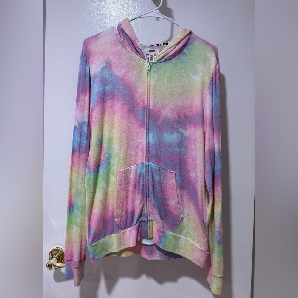 PINK Victoria's Secret Pastel Tie-Dye Zip-Up Hoodie